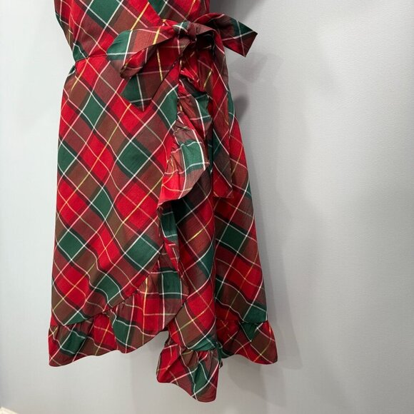 Gymboree Holiday Tartan Plaid Wrap Dress Ruffle Trim Christmas Cozy Chic Size M - Picture 4 of 13